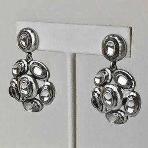 Silver Tone Statement Drop Pierced Earrings